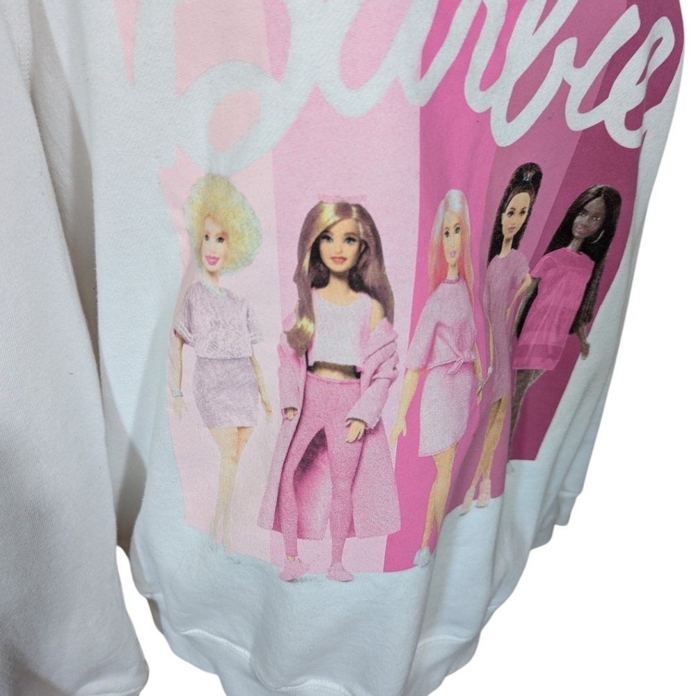 Love Tribe Barbie Dolls Sweatshirt White/ Pink Retro Soft Girl Vibes Sz L - Picture 5 of 11